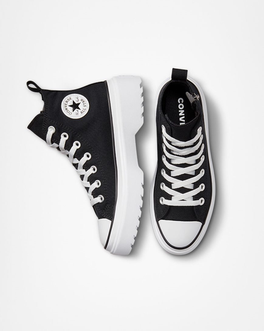 Zapatos Plataforma Converse Chuck Taylor All Star Lugged Lift Canvas Altas Niña Negras Blancas | PE 5L287E